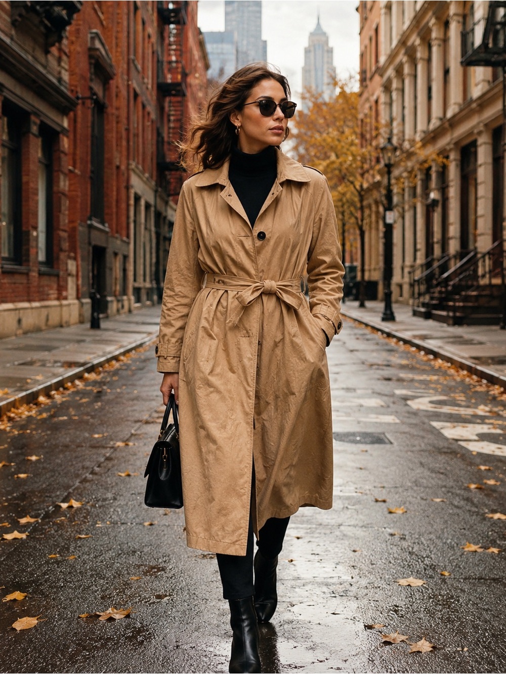Nordstrom Tan Belted Trench Coat Size Large Classic Fall Minimalist